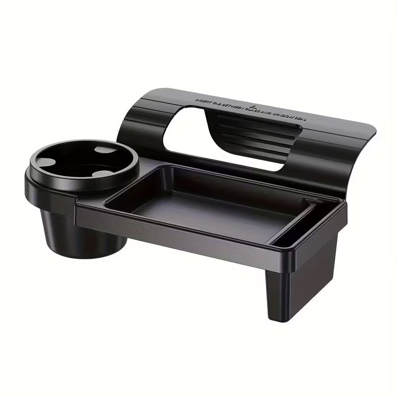 Car armrest with built-in mobile phone holder and cup holder, designed for easy access and secure storage in vehicles.