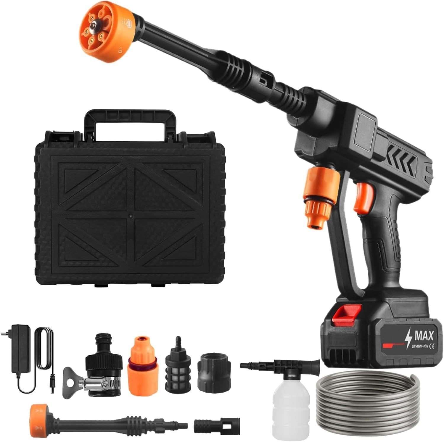 High pressure water cleaning gun from My Store with adjustable nozzle and ergonomic handle for outdoor cleaning tasks.