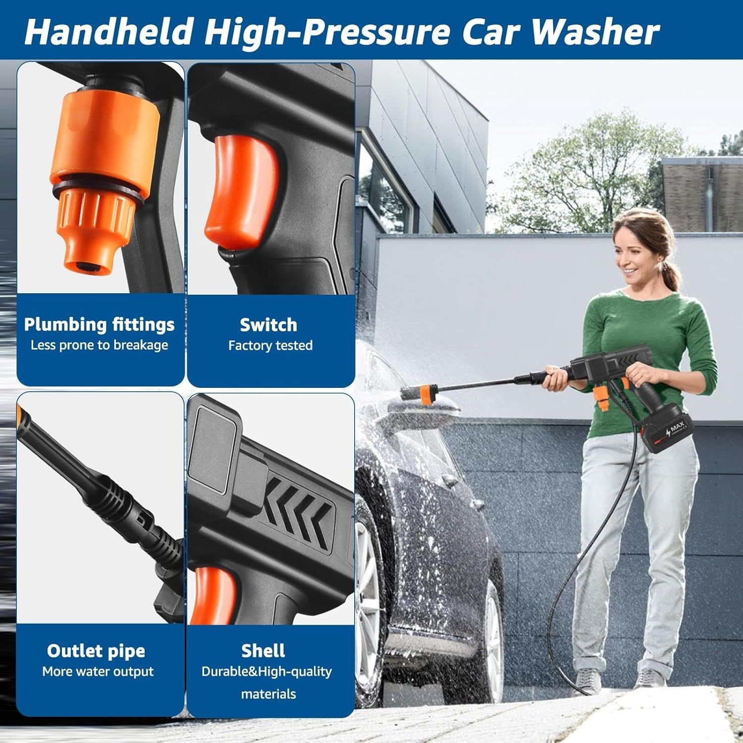 High pressure water cleaning gun from My Store with ergonomic design and adjustable nozzle for effective cleaning.