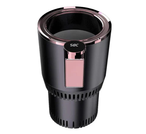 Smart Car Cup Warmer by My Store showing a compact device placed on a car console, designed to keep beverages warm during travel.